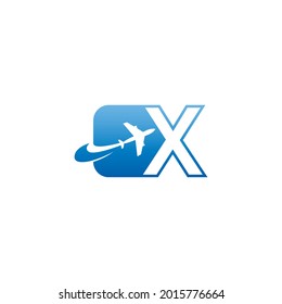 Letter X with plane logo icon design vector illustration
