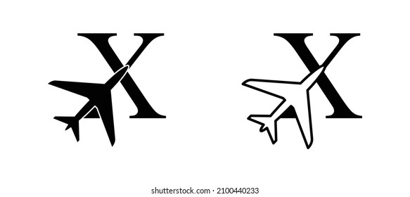 letter X plane vector template airplane logo airlines company travel agency logo 