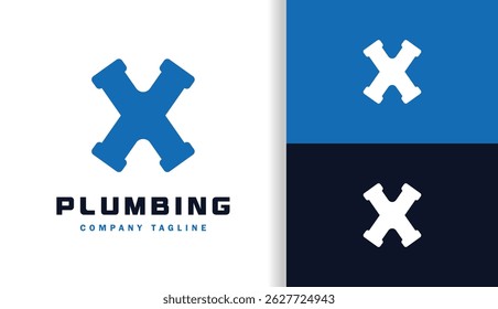 Letter X with Plumbing Logo