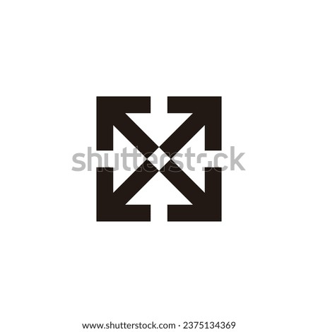 Letter X pointers, square geometric symbol simple logo vector