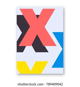 Letter X poster. Cover for magazine, printing products, flyer, presentation, brochure or booklet. Vector illustration