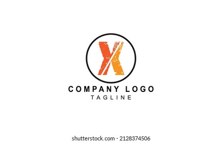 Letter X premium logo design with brush texture on it and circle outline.