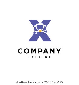 Letter X Primrose Flower Logo Icon Vector