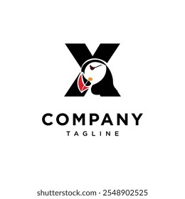 Letter X Puffin Logo Icon Vector