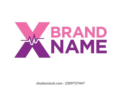 letter X with pulse line or graphic line for initials or name logo medical, marketing, business, modern logo and many more.