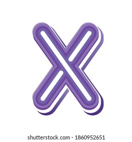 letter X in purple neon font vector illustration design