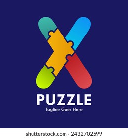 Letter x with puzzle design logo template illustration