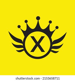 Letter X Queen Logo Design vector temp  crown logo Elegant monogram gold logo for Royalty,
 business card, Boutique, Hotel,  Jewelry

