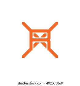 letter X and R monogram logo orange
