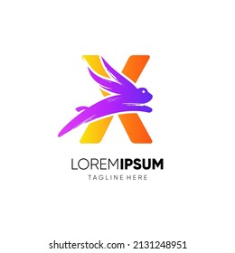 Letter X Rabbit Logo Design Vector Icon Graphic Illustration