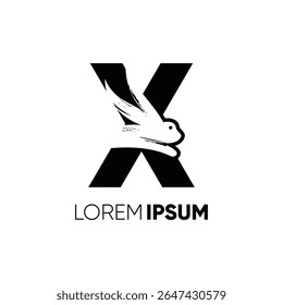 Letter X Rabbit Run Logo Design Vector Image Icon Graphic Emblem Symbol Illustration