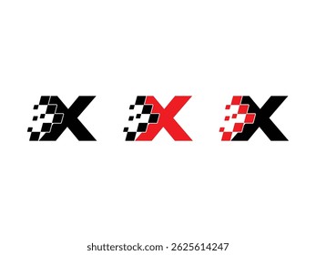 Letra X com símbolo de bandeira de corrida ícone design vetor isolado fundo transparente
