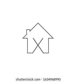 letter X real estate icon , minimal logo design - vector 