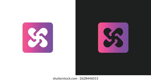 Buchstabe X mit Rechteck-Logo-Design