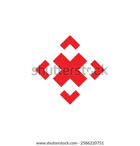 letter x red color square target logo vector 