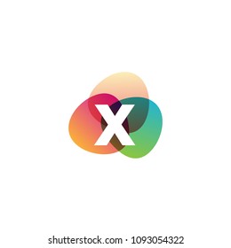 letter x retro color logo template