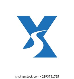 Letter X Road Logo For Transportation Symbol Based On Path Concept Vector Template