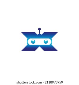 letra x con diseño de logotipo robot