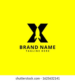 Letter X With Rocket Icon