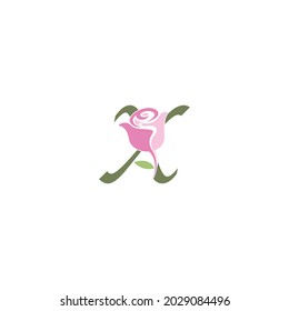Letra X con icono de rosa ilustración vectorial