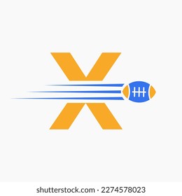 Letter X Rugby, Football Logo Combine With Rugby Ball Icon For American Soccer Club Symbol