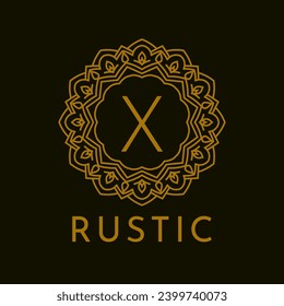 letter X rustic border initial vintage brand