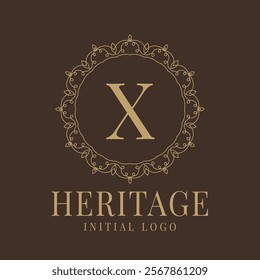 Letter X rustic heritage circular delicate initial logo