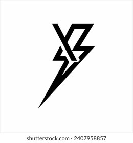 Letter X S logo design with thunderbolt symbol.