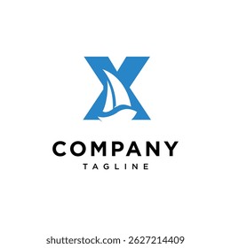 Letter X Sailing Boat Logo Icon Vector