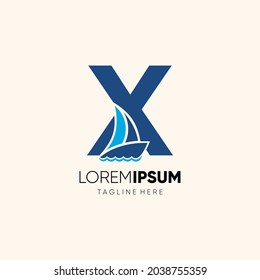 Letter X Sailor Boat Logo Design Vector Icon Graphic Emblem Illustration