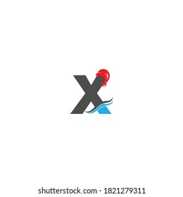 Letter X Santa hat concept design illustration