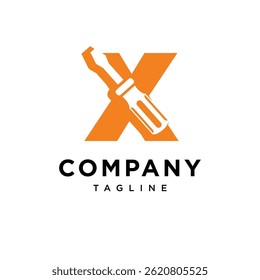 Letter X Screwdriver Logo Icon Vector