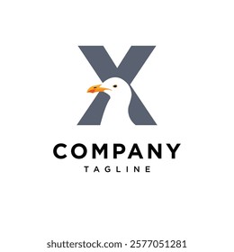 Letter X Seagull Logo Icon Vector