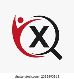 Letter X Search and Heathcare Logo Design. Community Finder Logo Symbol 