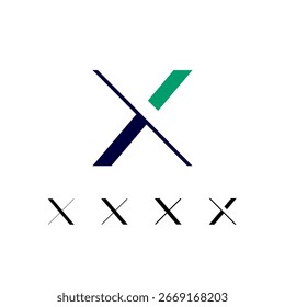 Letter X, set of four different logo abstract design, vector illustration 10EPS