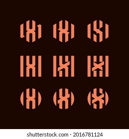 Letter X set logo design 