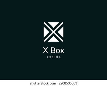 Letter X shape logo with white box, Unique logo design template