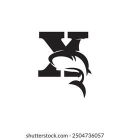 Letter X Shark Logo icon vector.