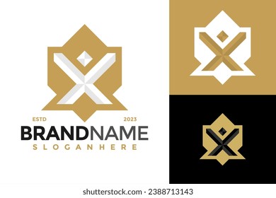 Letter X Shield Guard Logo design vector symbol icon illustration