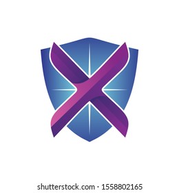 Letter X Shield Logo Design Vector