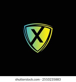 Letter X shield logo design, X with Shield icon
