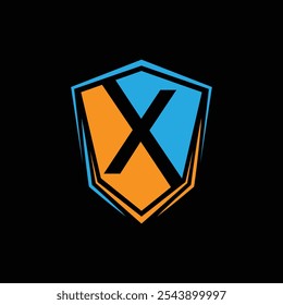 letter X shield logo design vector