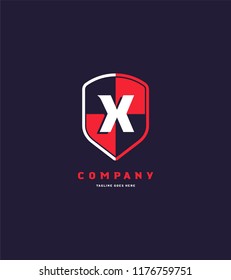Letter X shield logo icon vector element.