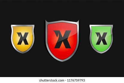 Letter X shield logo icon vector element.