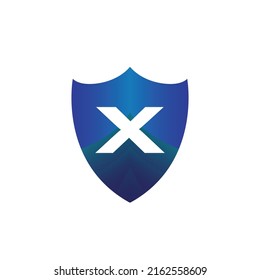 Letter X and Shield Security Logo Design. Vector Illustrator monogram