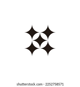 Letter x shine, leaves geometric simple symbol logo vector