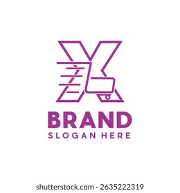 Letter X shopping cart line simple logo design, logo for your company