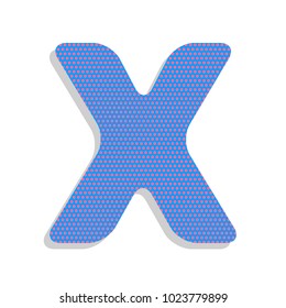 Letter X sign design template element. Vector. Neon blue icon with cyclamen polka dots pattern with light gray shadow on white background. Isolated.