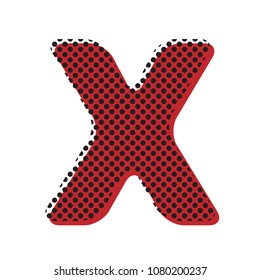 Letter X sign design template element. Vector. Brown icon with shifted black circle pattern as duplicate at white background. Isolated.