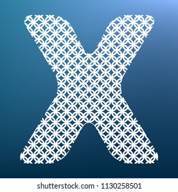 Letter X sign design template element. Vector. White textured icon at lapis lazuli gradient background.